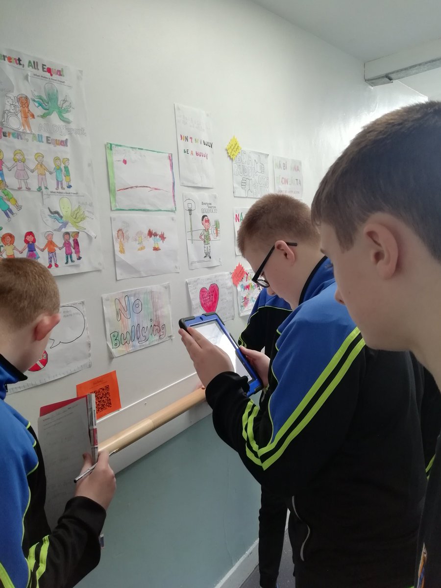 ScoilBernadette's tweet photo. Technology treasure hunt today with all the questions about being Irish #seachtainnagaeilge2020 ๐ well done to all classes who took part #qrcoding #ipads #teamwork https://t.co/UQND1iiDjc