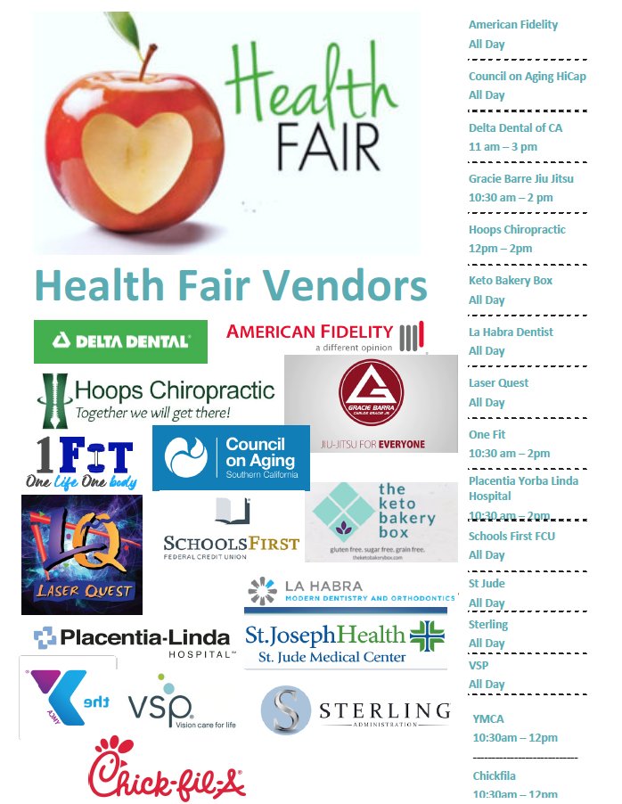 BenefitsFsd's tweet photo. March 11, 2020 FSD Annual Employee Health Fair Vendors https://t.co/rHSPUyAGnj