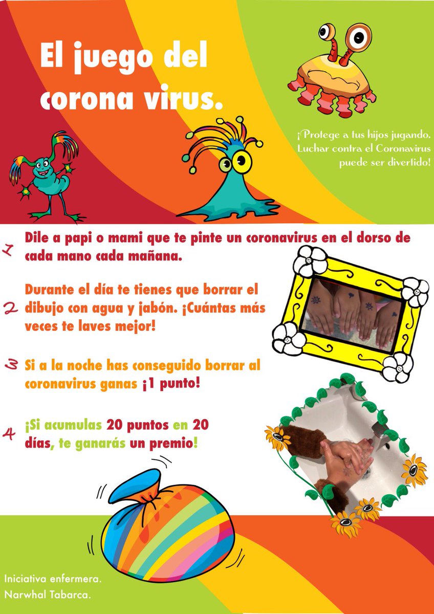 Resultado de imagen de juego del coronavirus lavarse las manos de iniciativa enfermera