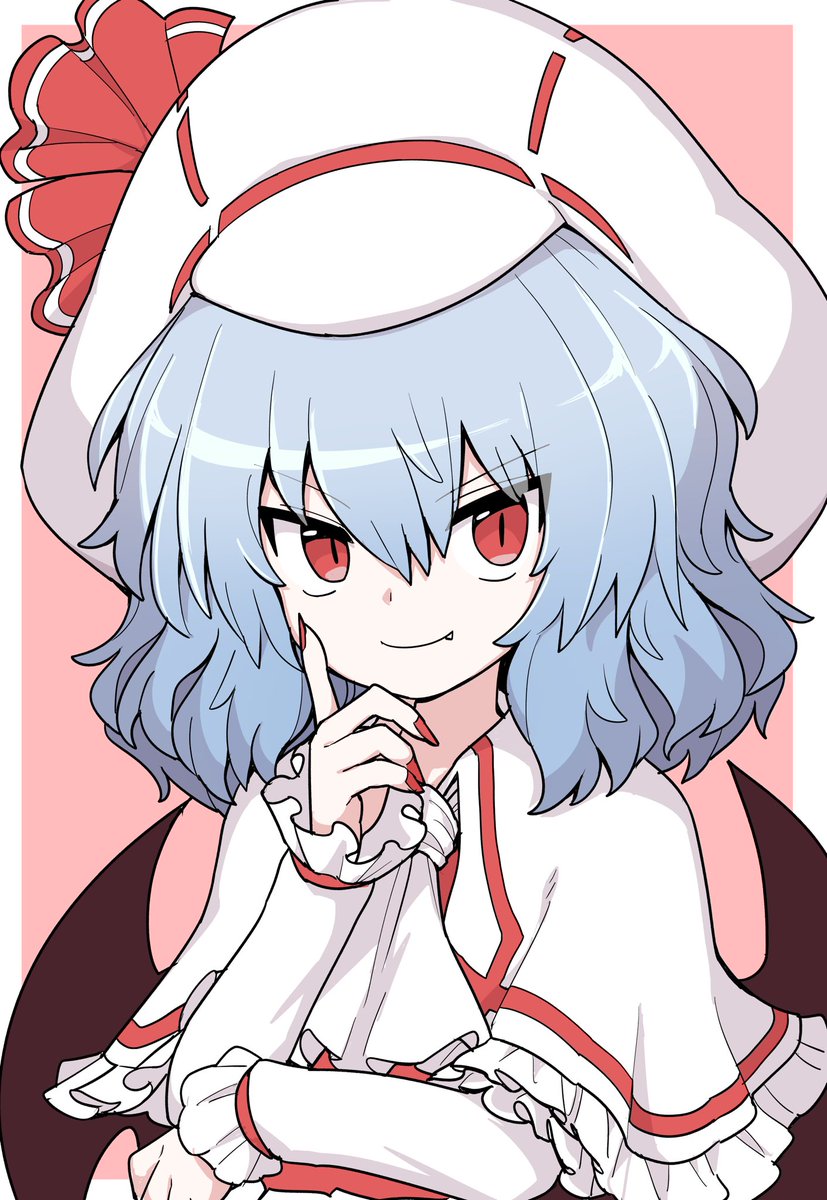 remilia scarlet 1girl solo hat wings red eyes blue hair bat wings  illustration images