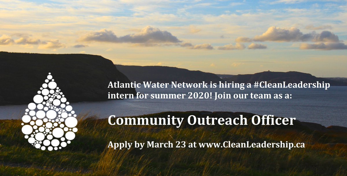 atlwaternetwork's tweet image. Big news: we're hiring! We are looking for a passionate #CleanLeadership intern to join our team this summer to communicate and amplify the incredible environmental work of our community partners in Atlantic Canada. Apply by March 23: clean.ns.ca/job/community-…