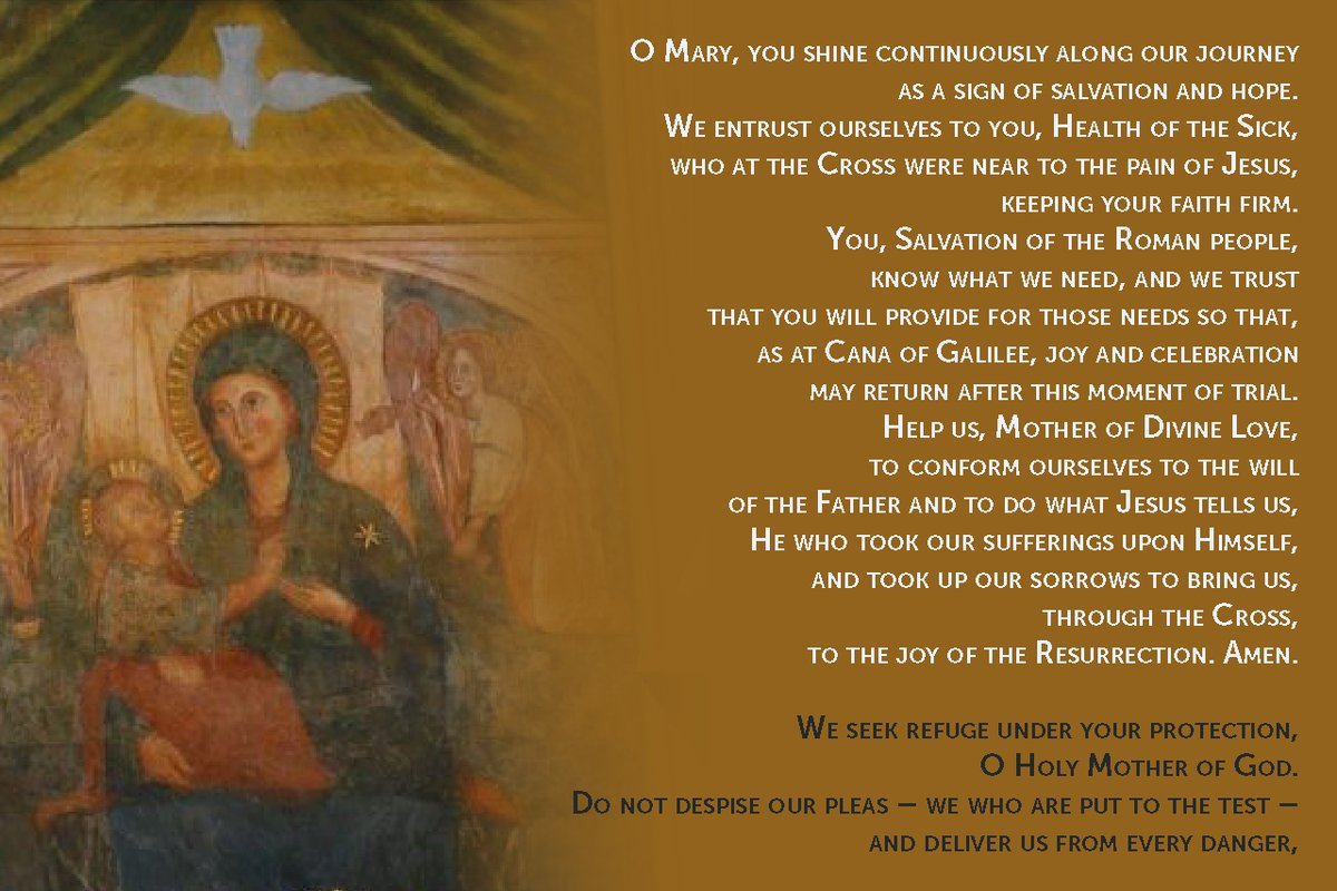 Pontifex266Arch's tweet photo. We seek refuge under your protection, O Holy Mother of God. Do not despise our pleas – we who are put to the test – and deliver us from every danger, O glorious and blessed Virgin. https://t.co/Ubk6RummYP