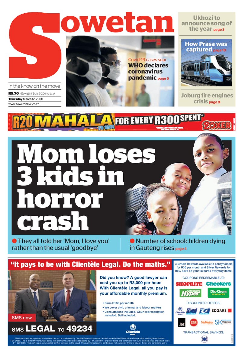Sowetan1981's tweet photo. Get a copy of your favourite newspaper tomorrow for these and other stories. https://t.co/XgdjoUaIjz