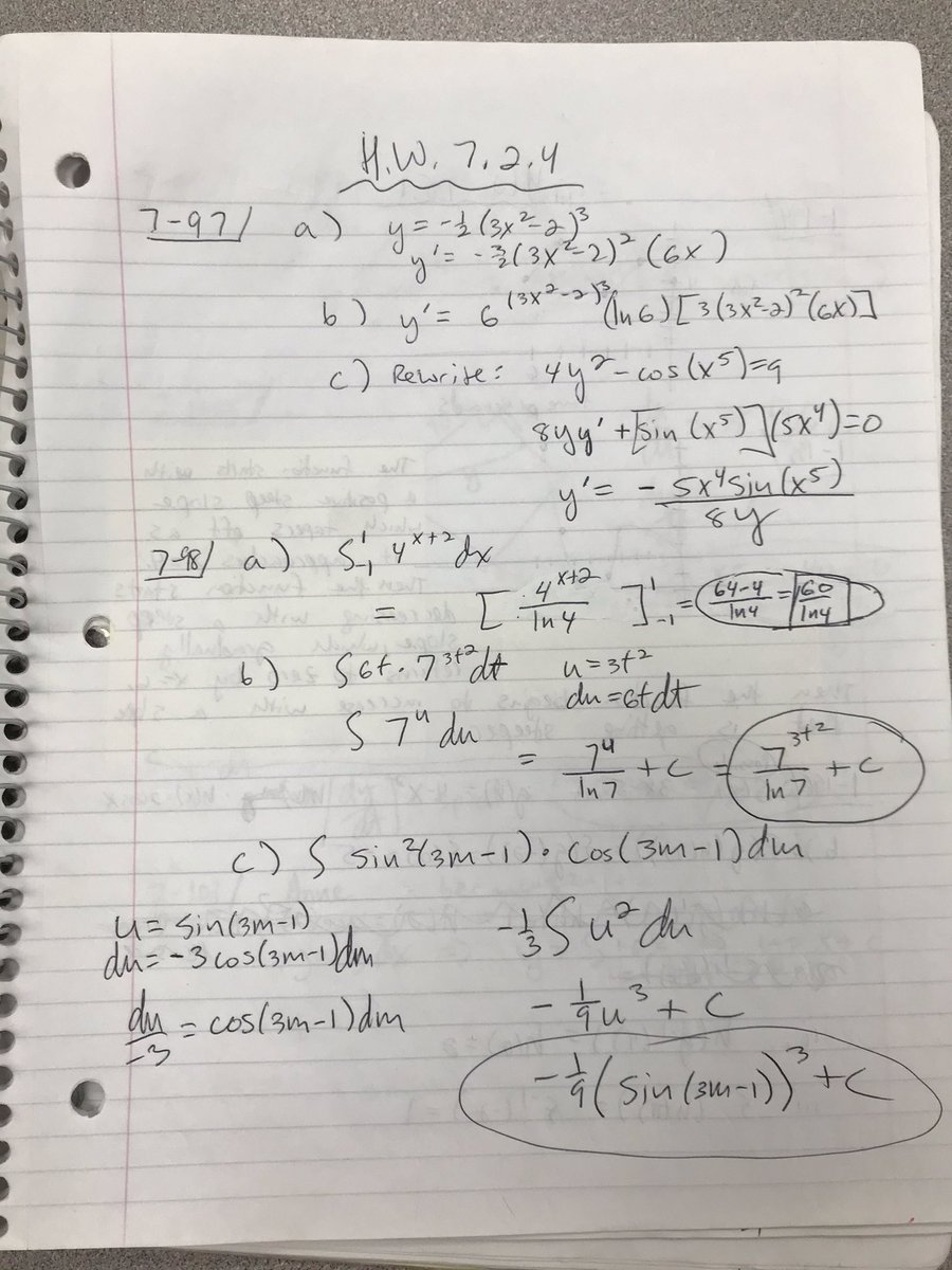 MaasCalculus's tweet photo. HW 7.2.4 (97 - 103) https://t.co/aS5Zp3pWgW