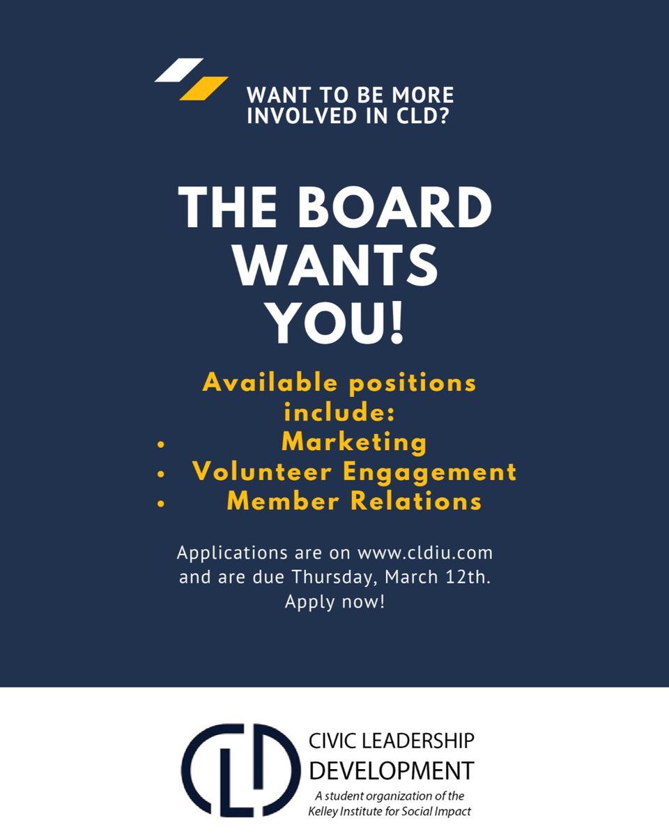 CLDatIU's tweet photo. Get those board applications in before the deadline tomorrow!! #cldiu #studentvolunteering https://t.co/hox7Va1fKD