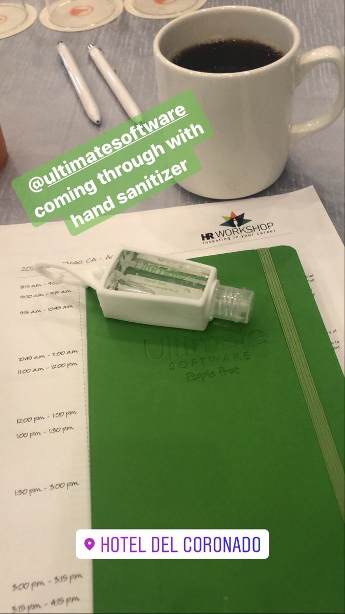 erintg13's tweet photo. @UltimateHCM coming through with hand sanitizer at #ultiworkshop #hoteldel #ultimateworkshop #ultipro https://t.co/U5gkSAMY9P