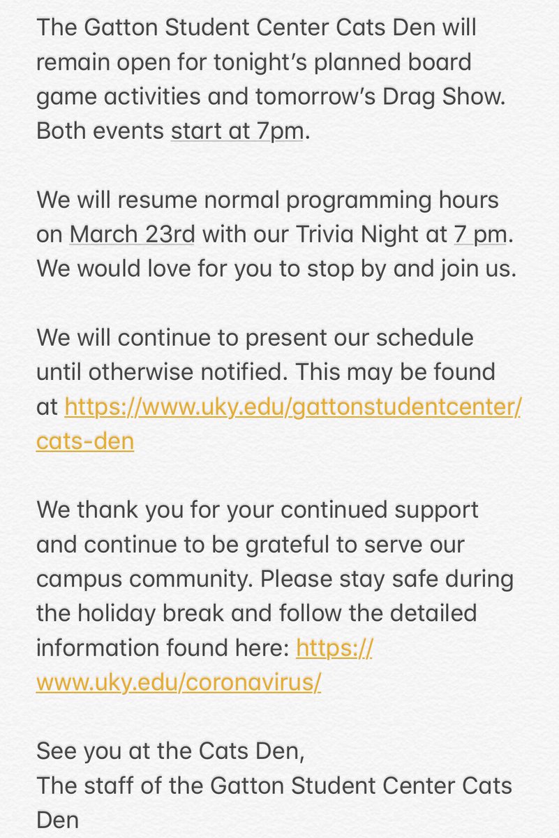 ukcatsden's tweet photo. Even though classes are online, our events are still in person! https://t.co/jJJy7azpe1