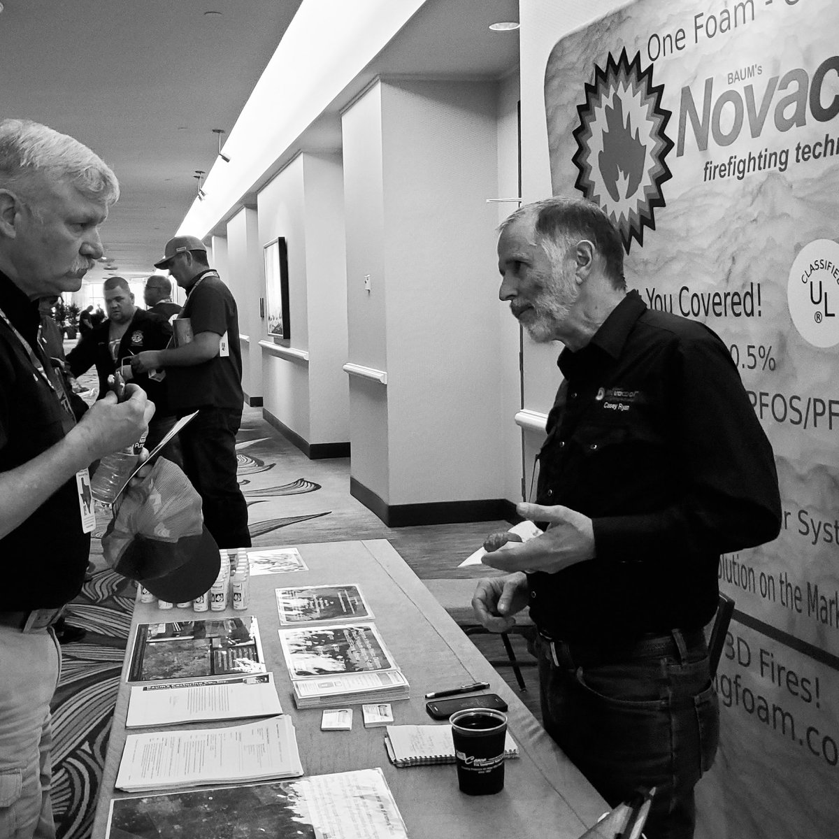 Casey Ryan of <a href="/swfffe/">SW Firefighting Foam</a> SW Firefighting Foam and Equipment shares with Tom Blair about Novacool - one foam for four classes of fire. Casey showed Novacool in action at the Vendor Bonanza. #novacool #firefightingfoam