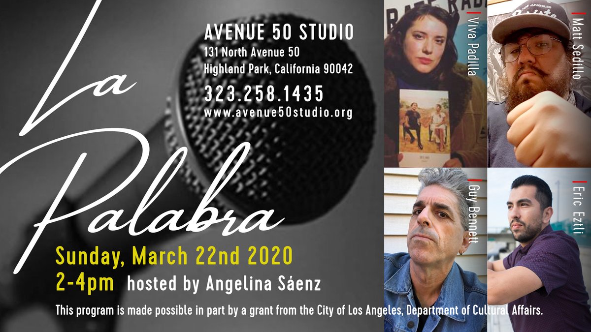 Avenue50Studio's tweet photo. Save the date! La Palabra is back at it again with the monthly meet up! It will take place Sunday March 22, from 2 to 4pm. Hope to see you there! #poetry #sundaysareforpoetry #reading #poets #artist #avenue50studio #lapalabra📚✨ https://t.co/wrgJ2uebgu