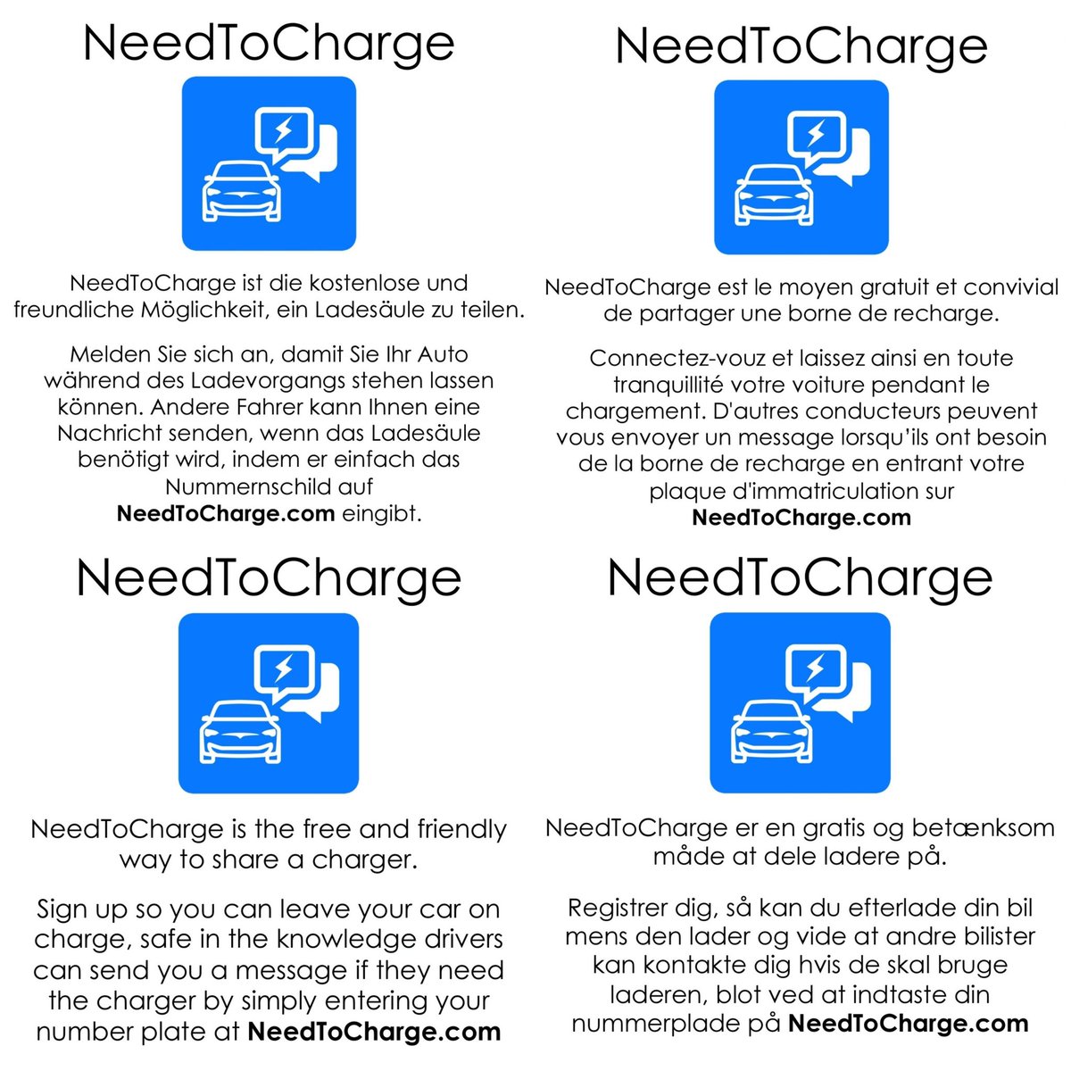 DrPhil2405's tweet photo. @needtochargeapp signs, notes and discs now available to download in not 1, not 2, but 8 languages!
The free and friendly way to share charging stations worldwide!
#needtochargeapp #ElectricVehicles #EVs
#charging #fullycharged #Tesla https://t.co/idGs3Xqu4y