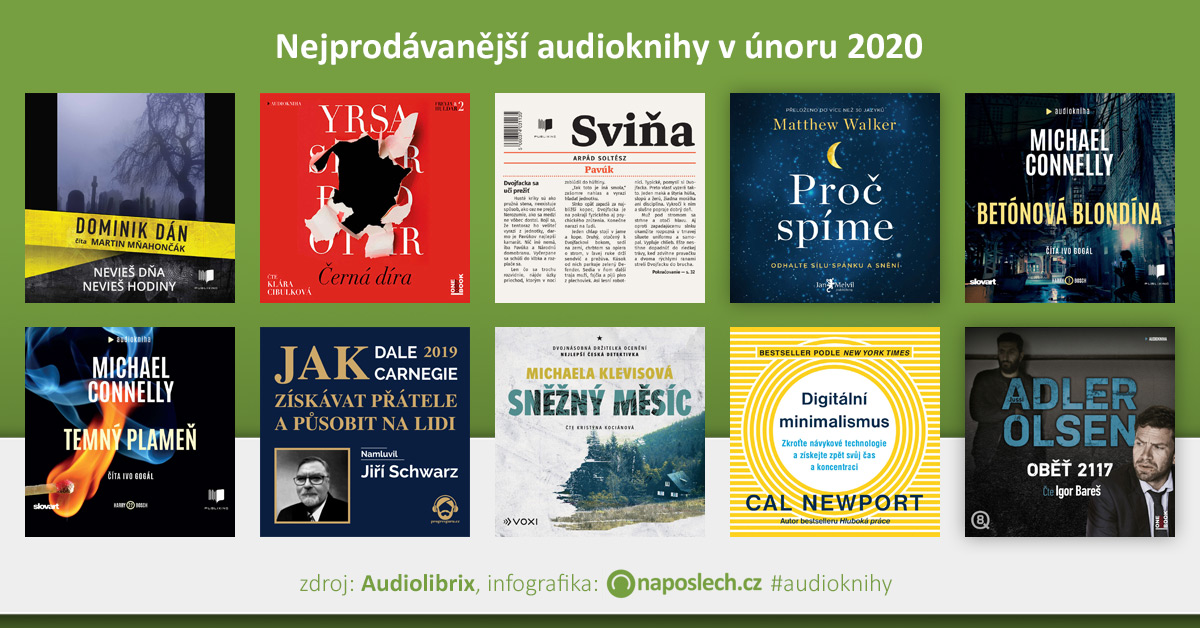 Poslechněte si audioknihy, které byly nejprodávanější v únoru. naposlech.cz/zprava/nejprod… #top10 #audioknihy <a href="/publixing/">publixing</a>  <a href="/OneHotBook/">OneHotBook</a> <a href="/janmelvil/">Jan Melvil pub.</a> <a href="/CzProgresguru/">ProgresGuru.cz</a> <a href="/VSlovart/">Vydavateľstvo SLOVART</a>
