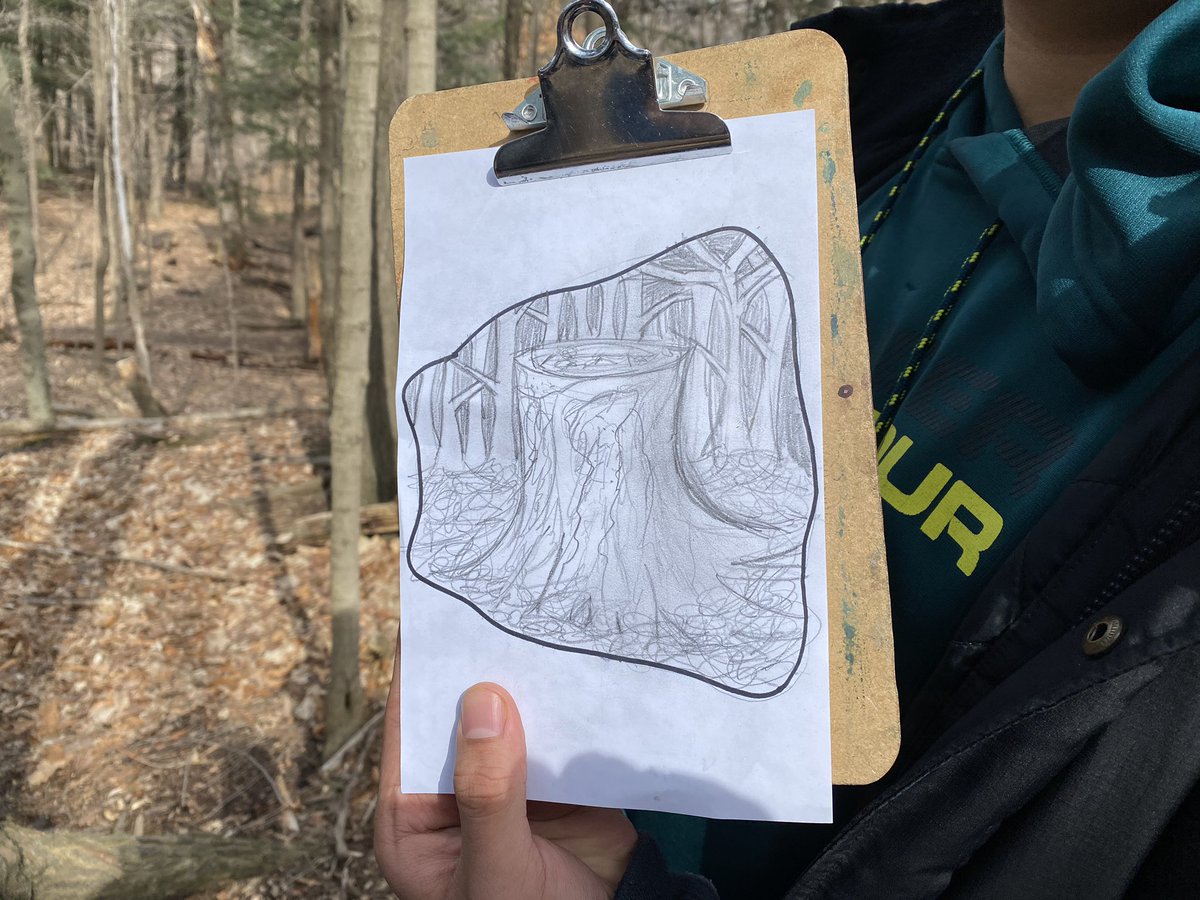 ForestValleyOEC's tweet photo. @WesternTech_HS #NAC10 students drawing their interpretations of #maplemoon while quietly reflecting in the forest.   @TOES_TDSB #oememories https://t.co/vmMvHA5lFL