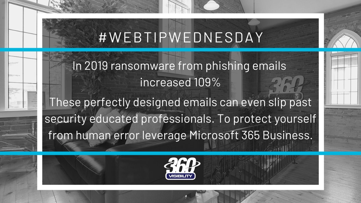 360Visibility's tweet photo. Microsoft 365 Business is an exceptional tool to combat cyber attacks using Office 365 Advanced Threat Protection.
Learn More in our new blog post: https://t.co/nJGGliZ2fW
#WebTipWednesday #CyberSecurity #SMB #Azure #Microsoft365 #ATP #office365 #Microsoft #WisdomWednesday https://t.co/8nYRHf8HAF