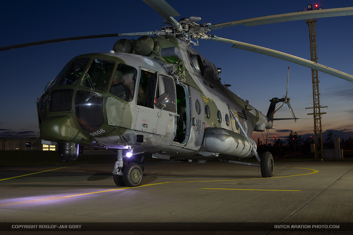 FHAeromedia's tweet photo. In May 2019, we've visited the Dark Blade 2019 exercise at Námest Air Base in the Czech Republic. During this visit, we had the possibility to photograph this Mil Mi-171sh 9806 helicopter of the Czech Air Force during a night shoot. @EUDefenceAgency @RusHeliCo #czechaf #Czechia https://t.co/lRPkPGvL47