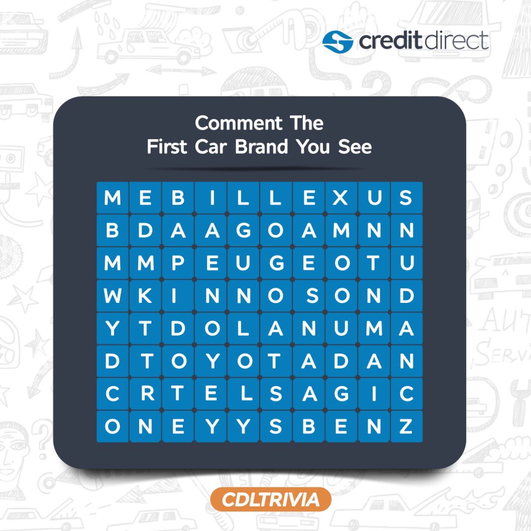 creditdirectltd's tweet photo. It’s Crossword Puzzle Wednesday...
Mention the first car brand you see with the hashtag #CDLtrivia https://t.co/cAgZnptrO0