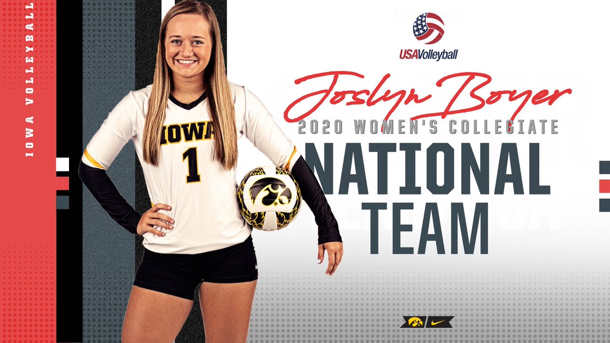 IowaVolleyball's tweet photo. U.S. Collegiate National Teams are out and Joslyn Boyer is IN!

 👏 Congrats to Joslyn Boyer on being the first #Hawkeye named to the CNT in program history!

Details: https://t.co/Zq1NXAA3gR 

#RiseStrong https://t.co/j6u37n9HWB