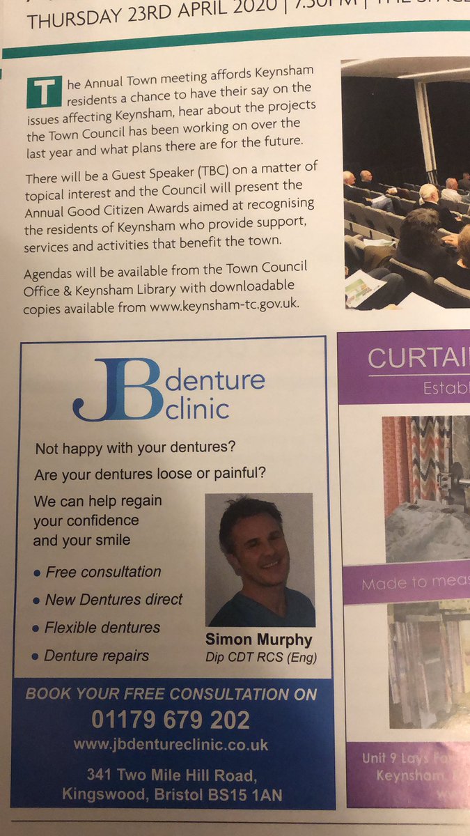 KeynshamTownRes's tweet photo. Good to see our sponsors @JBdentures in the latest issue of Keynsham News. https://t.co/kM4h6LO9WG