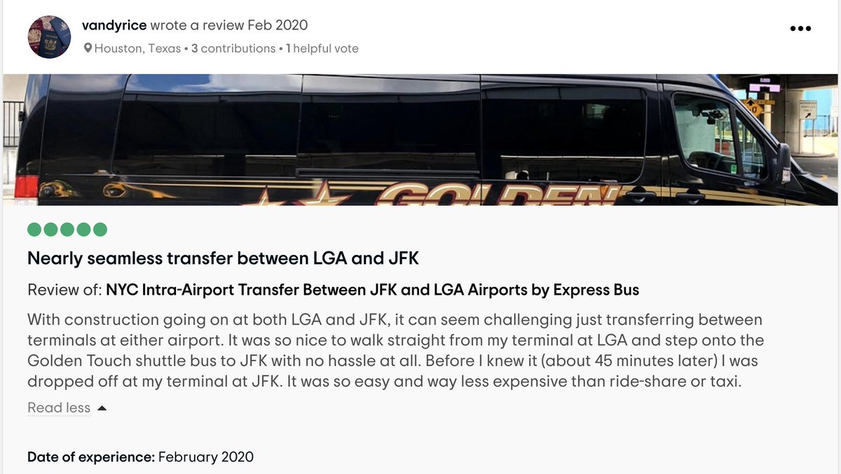 Thank you vandyrice for the review in trip advisor of our service between JFK &amp; LGA! <a href="/JFKairport/">John F. Kennedy Airport</a> <a href="/LGAairport/">LaGuardia Airport</a>  #nyc #lgaairport #lga #jfkairport nycairporter.com