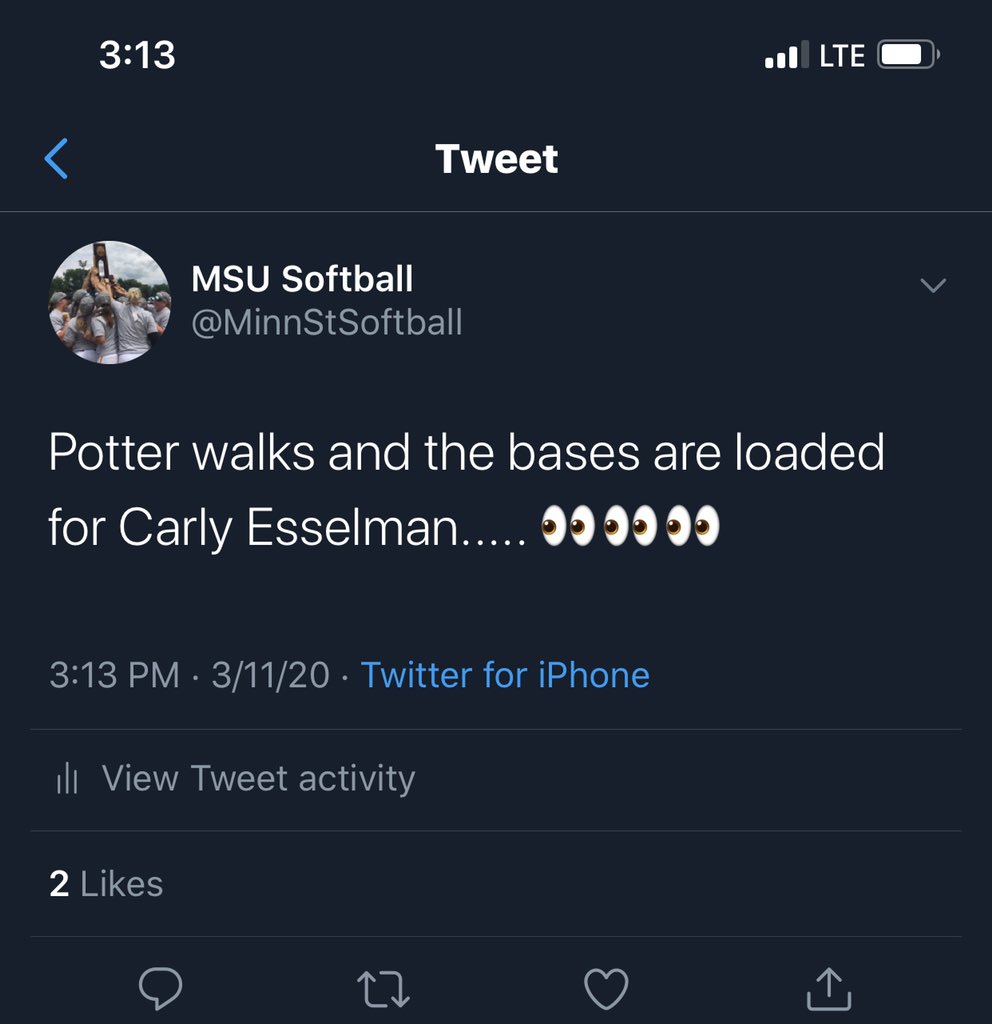 MinnStSoftball's tweet photo. Not to take credit or anything but.... ESSELMAN KNOCKS A GRAND SLAM!!! https://t.co/e937DfG3qc