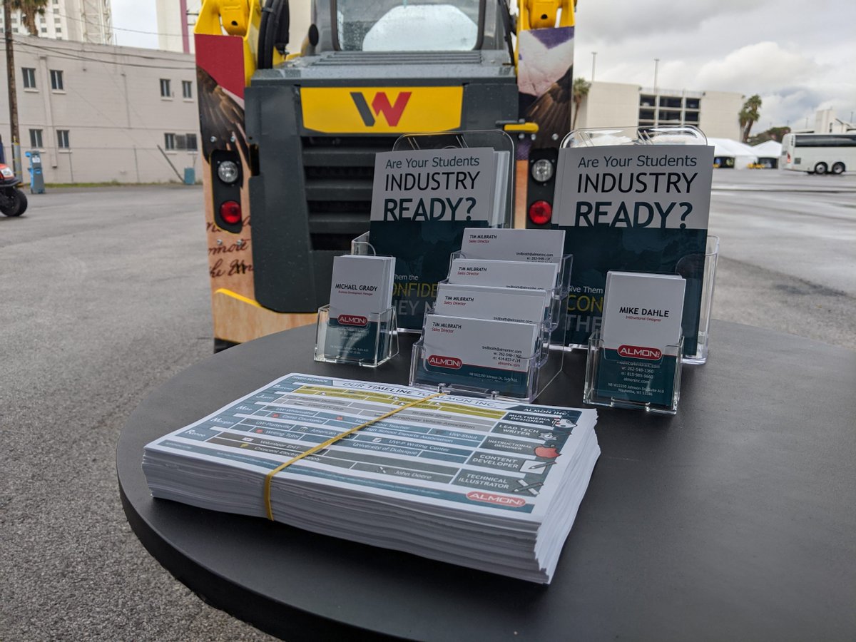 AlmonInc's tweet photo. You're serious about #WorkforceDevelopment. Meet #InstructionalDesigner @MrDahle & #TechnicalInstructor Herman in the Workforce Solutions Area at @conexpoconagg Join us at booth F9001 & go hands on with #elearning #simulators & #training
#CONEXPOCONAGG #AlmonInc #Careerteched https://t.co/kxvC55gqIZ