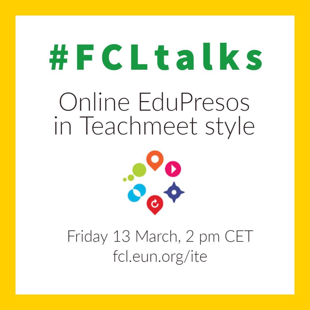 EvkaPoll's tweet photo. Join us Friday 13 March at 2pm CET for the 2nd #fcltalks : powerful online Edupresos in Teachmeet style. Open access for audience https://t.co/kaGDJ0C7VN You can attend safely from your cosy living room. With a.o. Eva Polláková, Anna Laghigna, Elena Pezzi, Xavier Garnier etc. https://t.co/rZgyzuaBeB