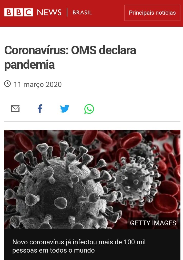 comandoursalONU's tweet photo. O diretor-geral da OMS, Tedros Adhanom Ghebreyesus, em uma coletiva de imprensa nesta quarta-feira (11/03), declarou o Corona vírus como uma pandemia!

Durante a fala, ele destacou que há hoje 118 mil casos em 114 países e que 4.291 pessoas perderam a vida por causa da doença. https://t.co/dTgIu5ofGb