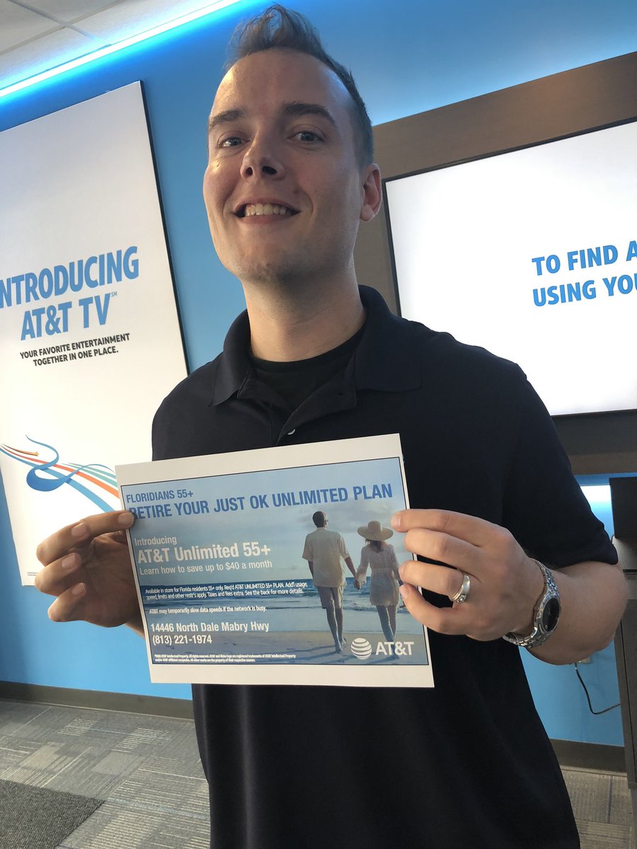 FryeATT's tweet image. Just had a happy customer serviced with our awesome Unlimited 55+ Plan. Dan The Man gave them 5 star service! 💣 Bomb Squad @MilagrosMontout @jrluna11 @team_oselett