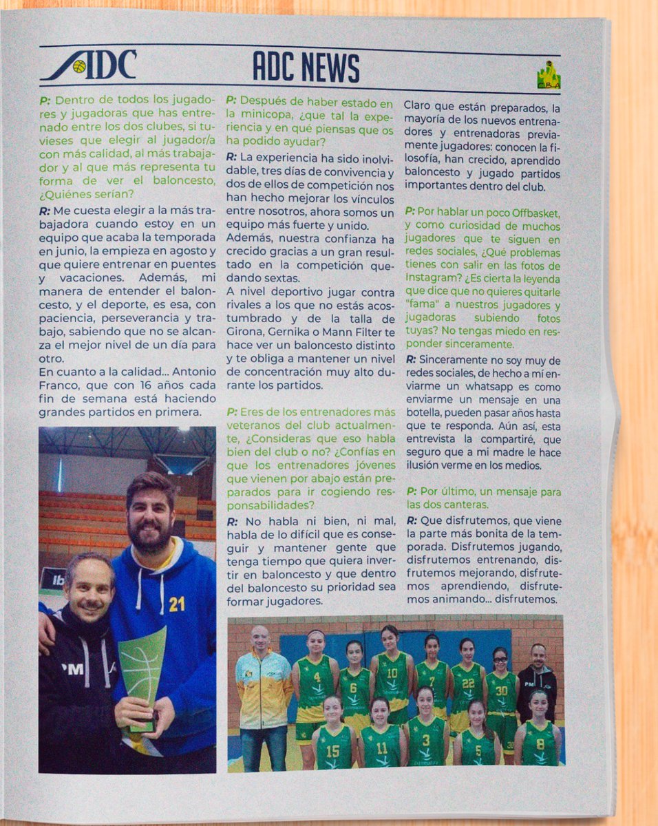 adcbaloncesto's tweet photo. ▶️Esta semana en #ADCNews 📰🗞 Paco Morcillo, nos cuenta como ha vivido la Mini Copa, como ve la temporada y que aspiraciones tiene su equipo.

Esto y otras noticias en el periódico amarillo.

💙💛💚🏀 https://t.co/m2aAscJ9Ex