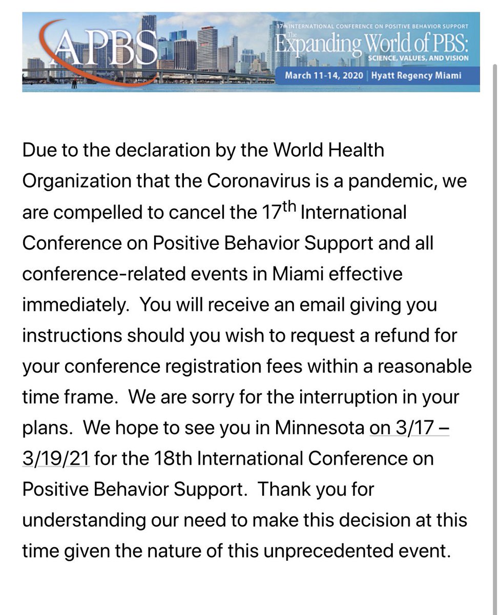 APBS_studentplc's tweet photo. #APBS2020 canceled due to @WHO declaring #COVID19 a pandemic. Stay safe everyone, and see you in Minneapolis next year! https://t.co/1YAa08N4pi