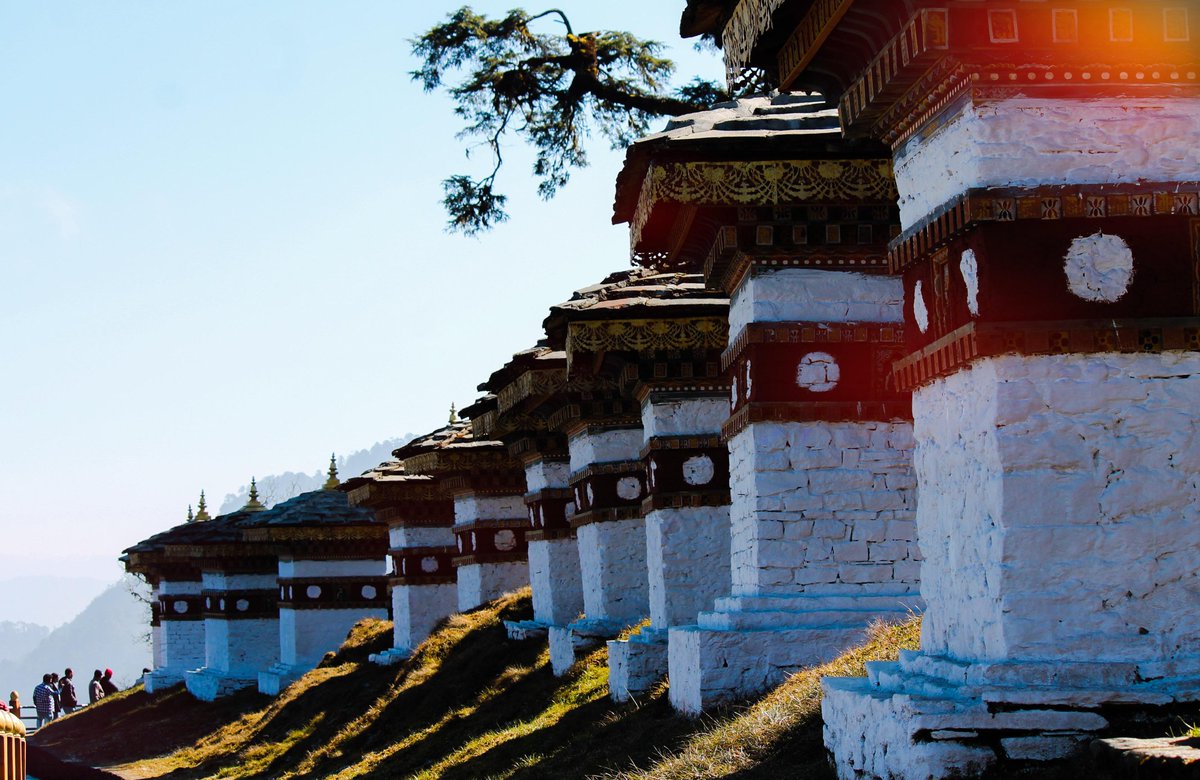 Dochula Pass is a mountain pass in the snow covered Himalayas within Bhutan on the road from Thimpu to Punakha where 108 memorial chortens or stupas have been built by the eldest Queen Mother Bhutan is truly beautiful  #photography  #PhotoOfTheDay  #PhotosOfMyLife