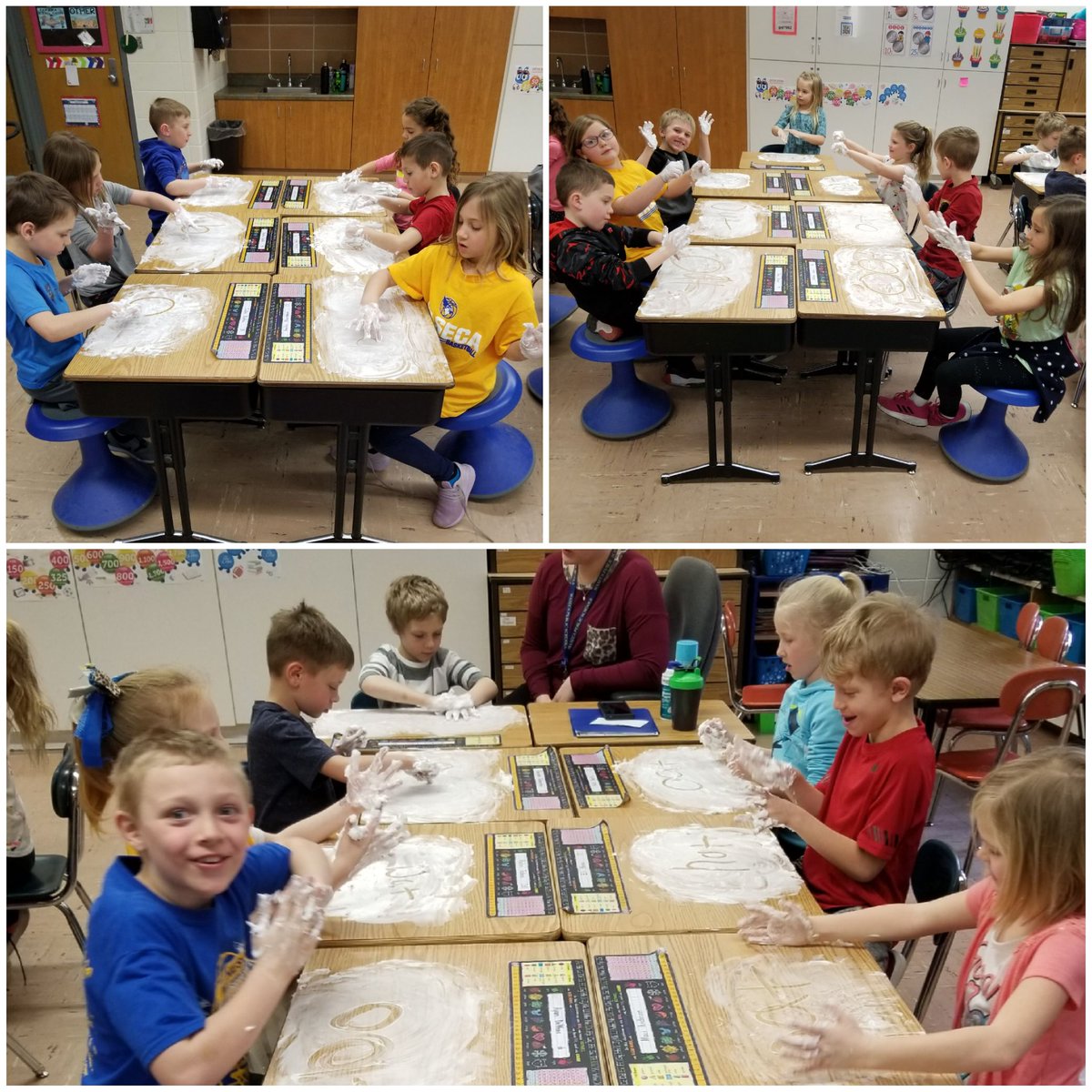 KruegerKids's tweet photo. We practiced our spelling words in shaving cream today! Ready to ace that test tomorrow!! @HartleyWasecaMN https://t.co/jnxWaWKxPa