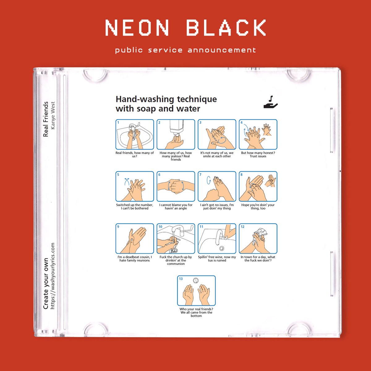 controlforever's tweet image. In case you need help washing your hands. 😉⁠
-⁠
The CDC advises you to wash your hands frequently for at least 20 seconds. Stay home and avoid contact if you are sick. #psa #neonblack #culture #safetyfirst