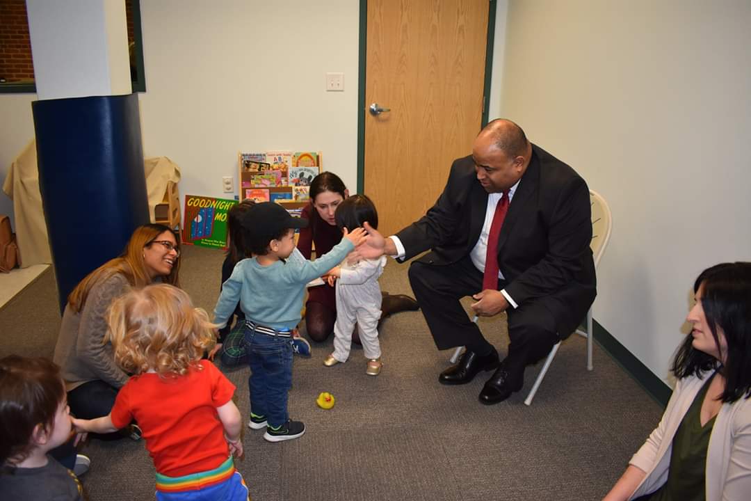 pccdMA's tweet photo. Excited to have Mayor Dan Rivera visiting us in Lawrence today! The Mayor interacted with the families in one of our parent-child toddler groups, and met with staff. #thisispccd #funwithfriends https://t.co/KNBquxYXRz @danrivera01843 @COL1853 @maaps766 https://t.co/UL9o7SYpsz