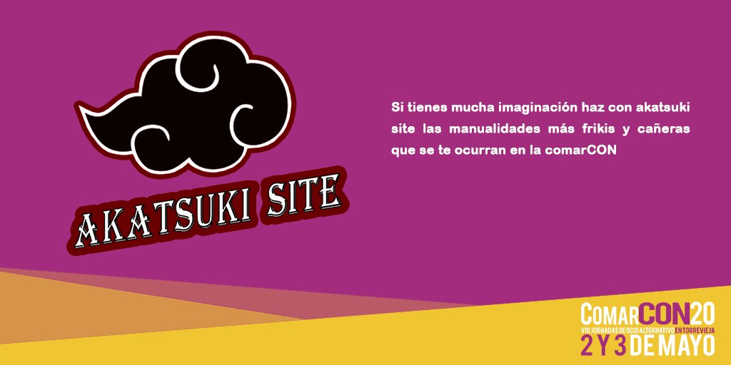 lacomarcon's tweet photo. La organización mas friki y mañosa que encontrarás, con ellos la imaginación no tiene limites con sus manualidades. Akatsuki Site ☁️#ComarCON20 https://t.co/BtunJQFf03 https://t.co/EsRASDKxs2