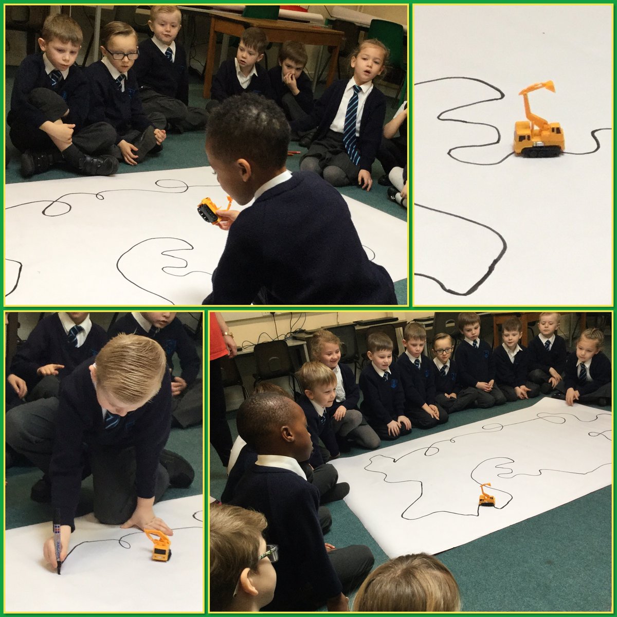 allhallows_prim's tweet photo. Rowan Class were puzzled! How did this digger follow the black line? After trialing various other colours, they discovered that it would only work on black. What super fun they had creating a brilliant map from their trail, it now hangs proudly on display. @LA_Trust https://t.co/cibBNKt7XK