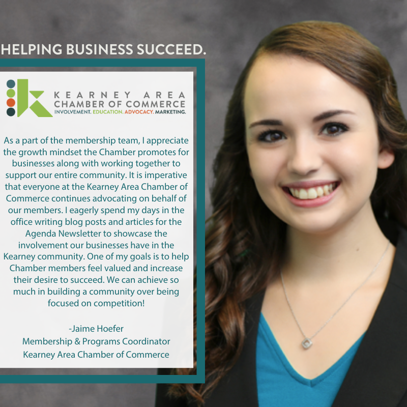We strive to focus our energy to meet the needs associated with each pillar. Continuing with this series, here is how Jaime, our Membership &amp; Programs Coordinator, Helps Business Succeed:

#HelpingBusinessSucceed #FocusForward #KearneyNE