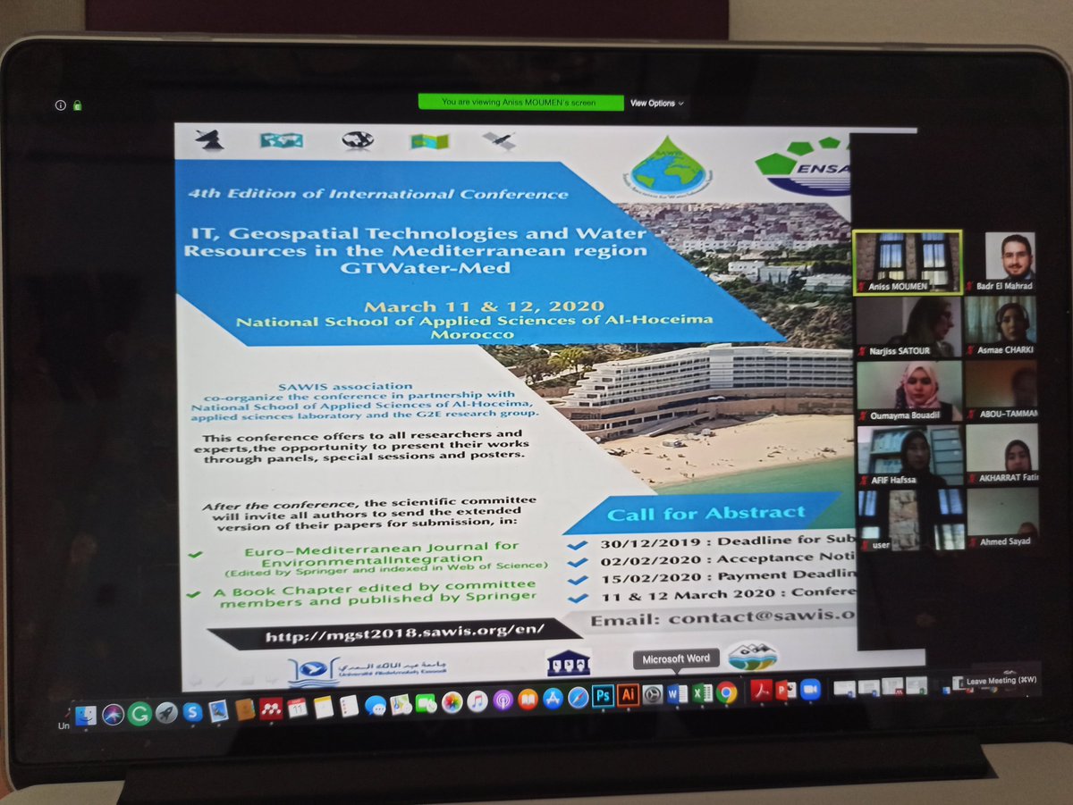 BMahrad's tweet photo. #GTWater_Med E-Conference 
#IT #WAter #Med
#BlueMed_Morocco 
Des Participant.e.s de #El_Houceima #Taza #Oujda #Taourirte  #Nador #Tanger #Tetouane #Fes #Meknes #Rabat  #Casablanca #El_Jadida #Marrakech #Agadir #Laayoune ... #Hongrie #Espagne #Syrie #Algerie #Tunisie #Canada https://t.co/dlZyKlLfGD