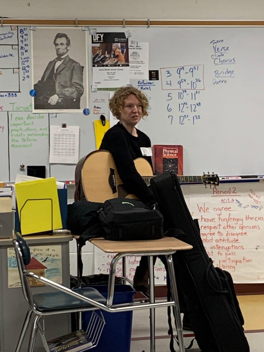 WissinkAMSB's tweet photo. Thank you Laura Clapp for working with Mr. Murphy's classes to write songs about our learning of 19th century US social reformers! Thank you to the @JAH_ArtsFnd for making this project possible! @AmityMSBethany #AR5 https://t.co/xkEubNCeVi