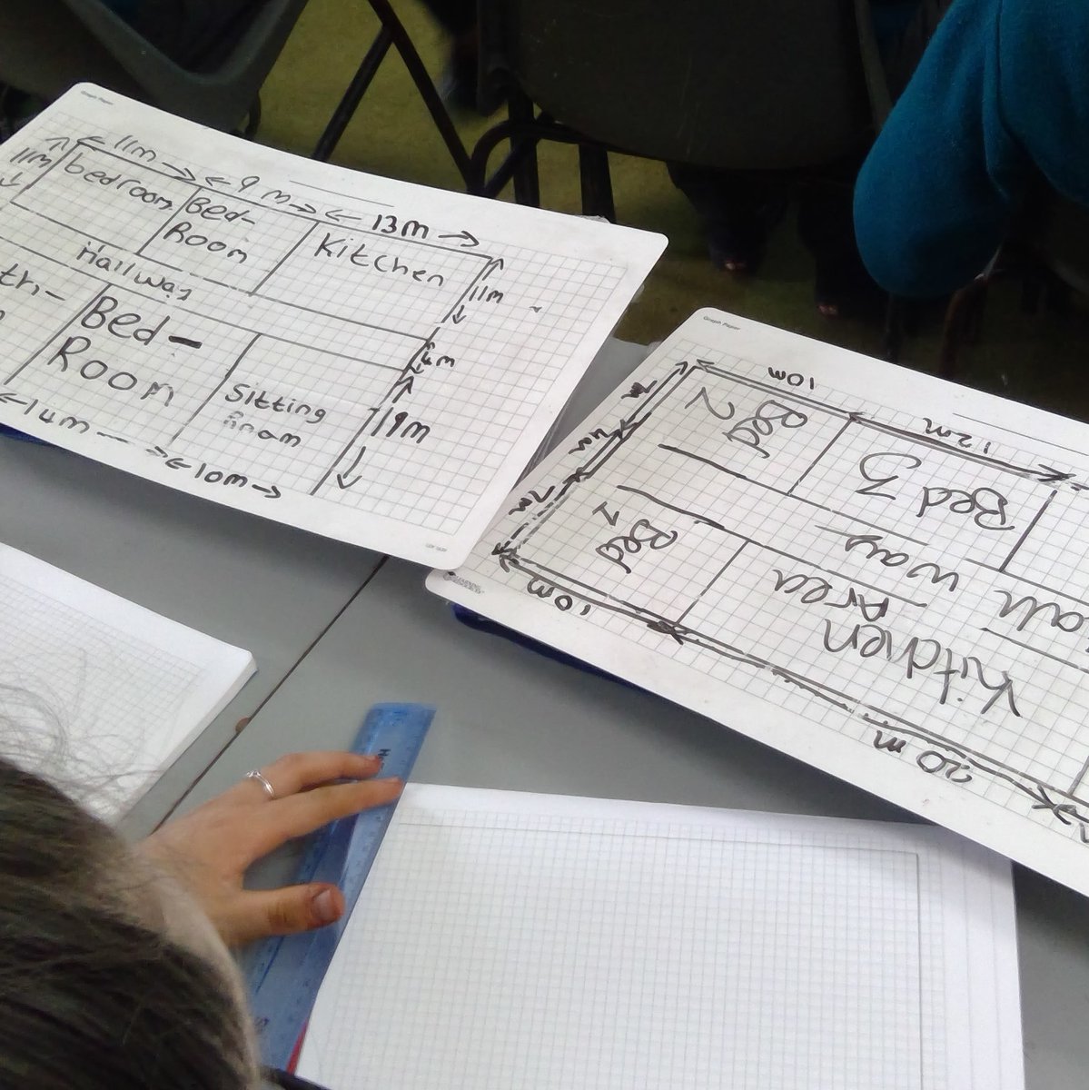 SHassettRuane's tweet photo. Channeling #roomtoimprove today designing our dream houses in First Year Maths. Tomorrow we research how much it will cost to floor our creations! #area #projectmaths #jcmaths #crosscurricular #realifemaths @ColDunIascaigh https://t.co/5HD7GxLfQm