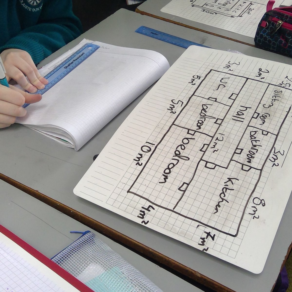 SHassettRuane's tweet photo. Channeling #roomtoimprove today designing our dream houses in First Year Maths. Tomorrow we research how much it will cost to floor our creations! #area #projectmaths #jcmaths #crosscurricular #realifemaths @ColDunIascaigh https://t.co/5HD7GxLfQm