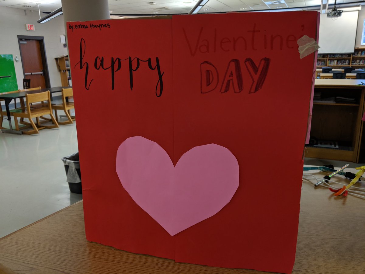 amandacurlin5's tweet photo. STEM Challenge winners for February!! We got a little behind with field testing!  Cupid's bow and arrow and a big Valentine's card!!! #murrayschools #mmslibrary https://t.co/js0v2mrsJa