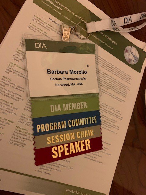 CorbusPharma's tweet photo. CorbusPharma’s Head of Pharmacovigilance Barb Morollo presented DIA’s #Pharmacovigilance and Risk Management Strategies conference. The talk focused on the therapeutic potential of targeting the endocannabinoid system. @DrugInfoAssn #PVRMS20 https://t.co/LjDVMEELvO