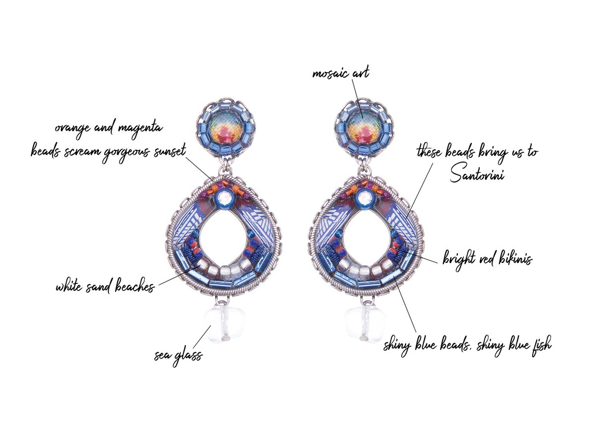 IsArtLLC's tweet photo. Ayala Bar (Official) earrings inspire us to go places. These ones take us to Greece, the beaches, the blue, and the sunsets. Where do they take you? #earrings #travel #inspiration #wanderlust #beads #beautiful #ayalabar #greece #santorini #art https://t.co/6lVM0iYhMg