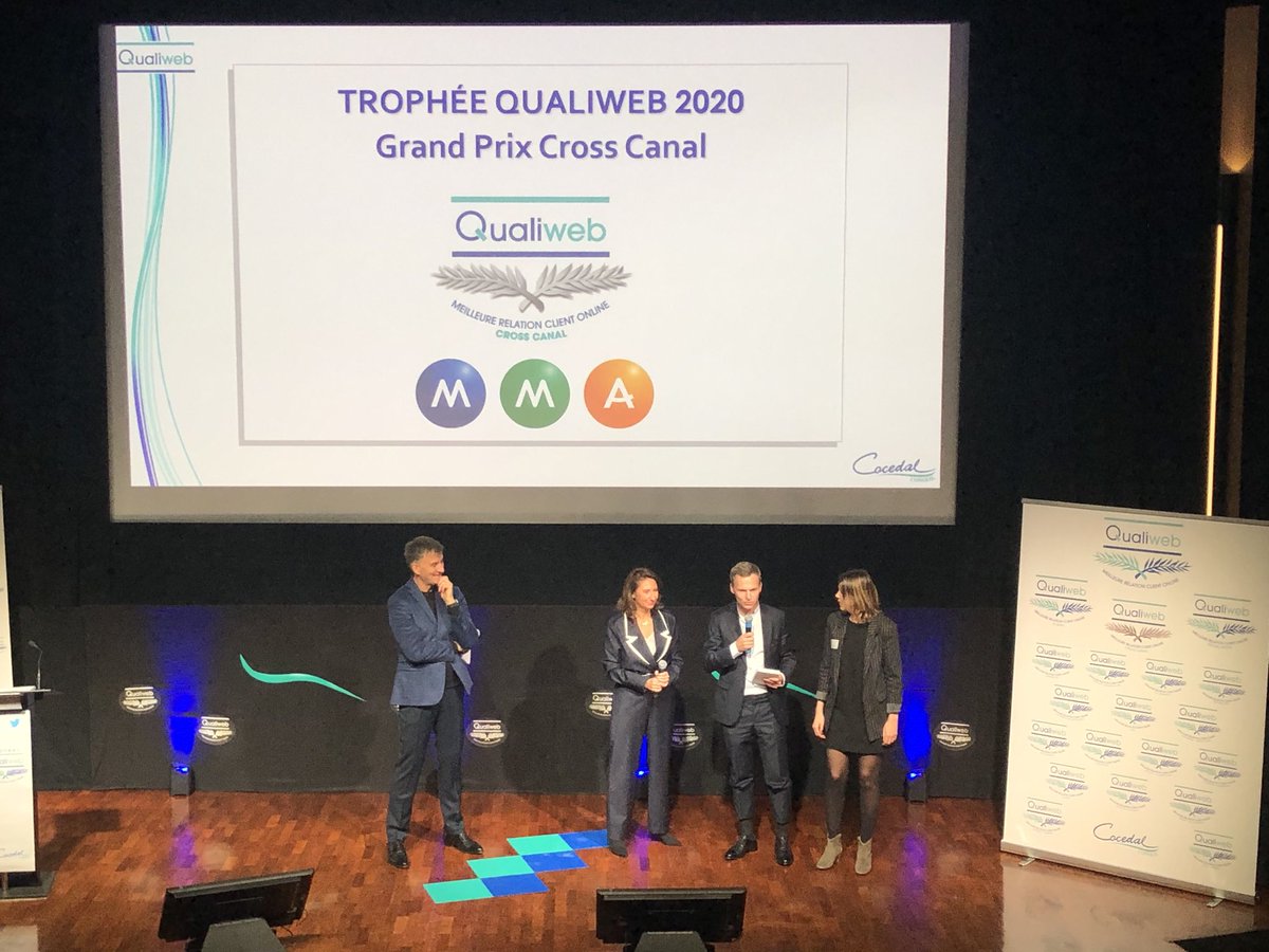 QualiWeb's tweet photo. Le Trophée Cross Canal 2020 récompense le travail d’une marque qui assure sur tous les canaux digitaux… @MMAssurances, grand lauréat du grand prix Qualiweb 2020. Toutes nos félicitations !
#Qualiweb #MMA #RelationClient #experienceclient https://t.co/TG9BtYXkml