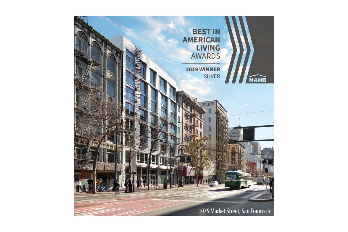 We are pleased to announce that our project, 1075 Market Street, won a NAHB Best in American Living Silver Award. @stage1075 @NAHBhome @BuildGroupInc #housing #construction #sanfrancisco #community #building #instahousing  #architecture  #neighborhooddesign #awards #marketstreet