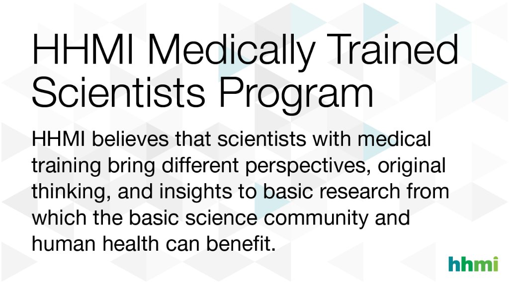 hhmi_science's tweet photo. At HHMI, we are advancing discovery science by creating new opportunities for early career scientists with medical training to focus on basic research. Learn more: https://t.co/zk9LHAs4KJ
#MTSfellows https://t.co/p0uHqqNEpr
