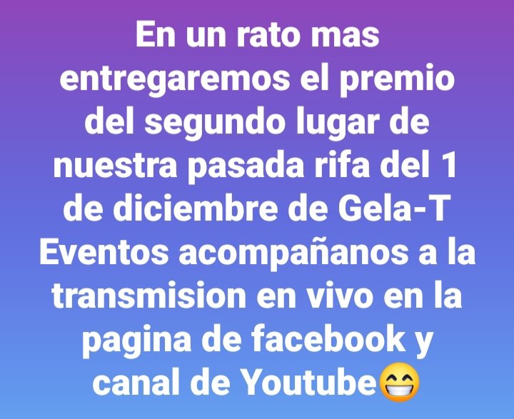 Pasate en un rato mas a nuestro canal de youtube y pagina de facebook GELA-T EVENTOS estaremos transmitoendo en vivo la entrega del premio del segundo lugar 
<a href="/CompraVentaGDL/">Compra Venta GDL</a> <a href="/QueHacerGDL/">Qué hacer en GDL</a> <a href="/TeloVendoGDL/">Te lo Vendo GDL</a> <a href="/MisPromosGDL/">Mis Promos GDL</a> <a href="/CompraVendeGDL/">Compra Vende GDL</a> <a href="/MisPromosGDL/">Mis Promos GDL</a> <a href="/promos_gdl/">Promociones GDL</a>