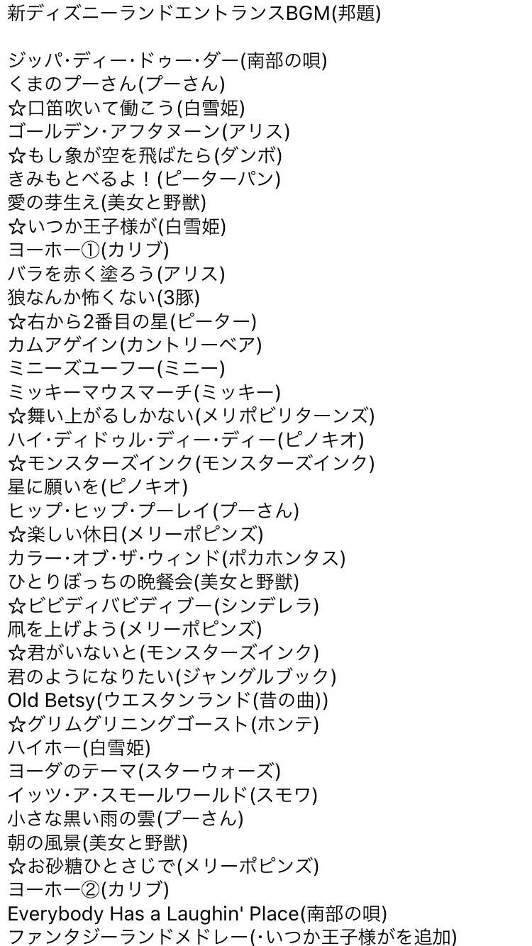 水門 アメリカ滞在中 パーク音楽同好会 Tdr Now こちらは昨日投稿した リニューアルされた東京ディズニーランドエントランスのbgmの曲名と元ネタ一覧の日本語版です よければご覧下さい 新曲分かりやすくしました がついているのが今回新しく