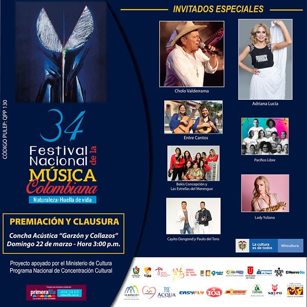 El domingo 22 de marzo tienes una cita con algunos de los artistas más representativos del país. El espectáculo liderado por <a href="/AdrianaLucia/">Adriana Lucía</a> y #OrlandoValderrama comenzará a partir de las 3 p.m. en la Concha Acústica de Ibagué.

Pullep: QPP130
Boletas 👉primerafila.com.co/Online/article…