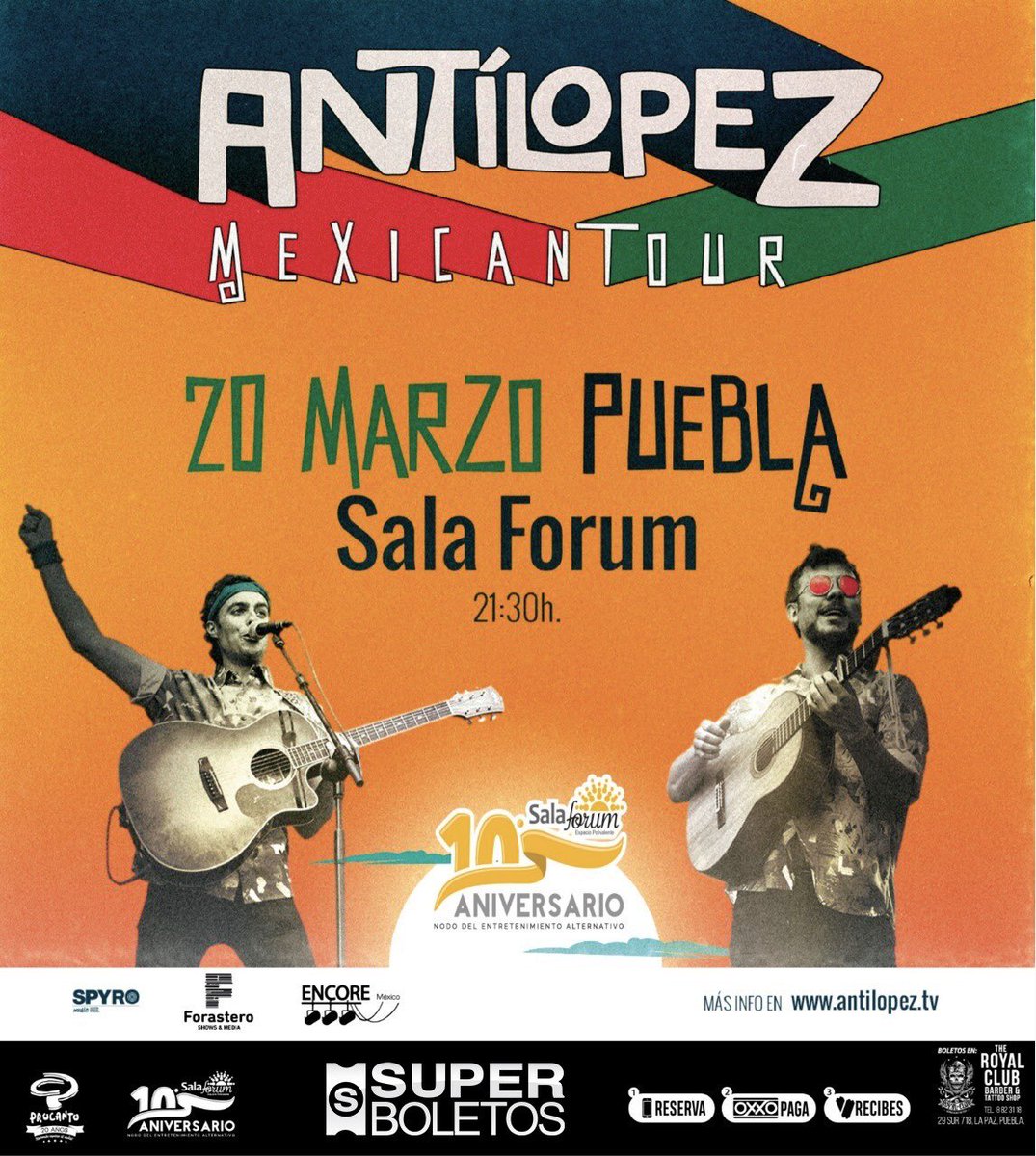 hebertalvareztv's tweet photo. Con su espectáculo #chiripop, @antilopez llega a #Puebla con la gira 'Mexican Tour' el próximo 20 de marzo a las 9:30 pm en @salaforum. ¡No te lo puedes perder! Venta de boletos en https://t.co/95b9Wm6bkK https://t.co/LuvjvSCIVW